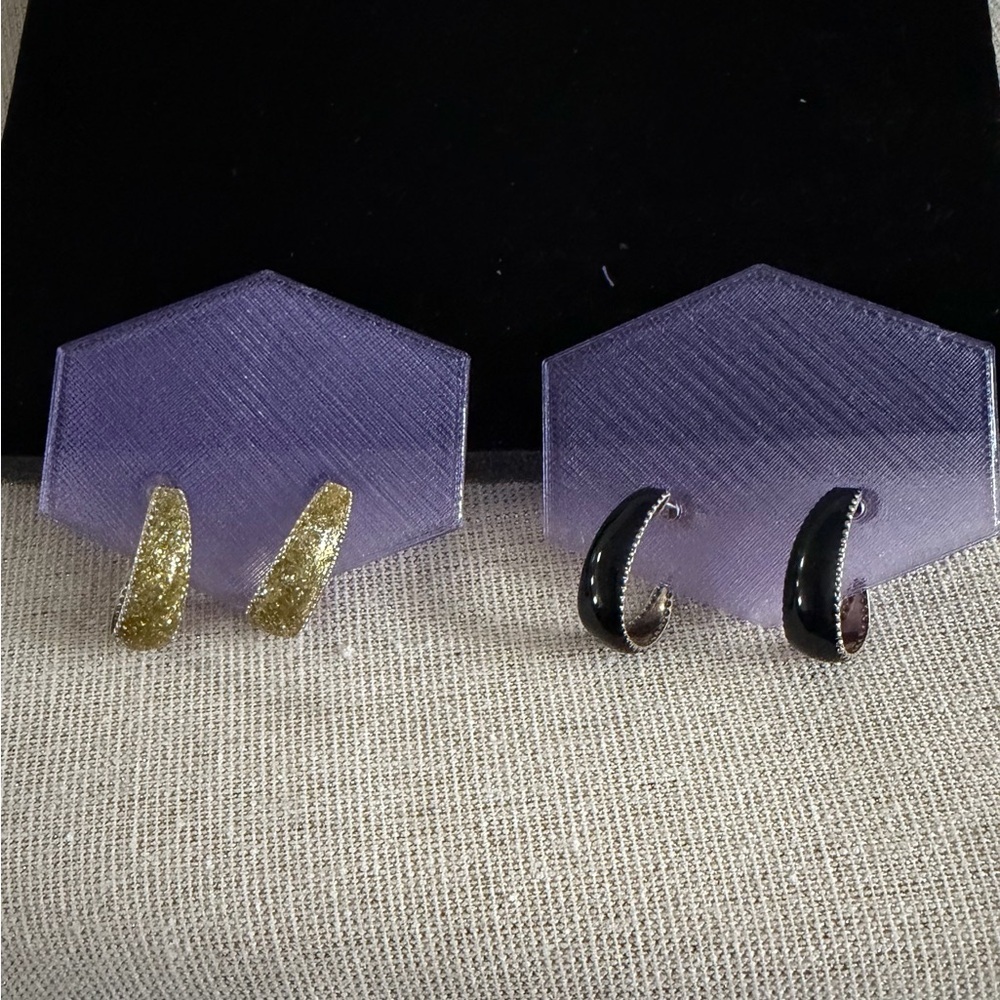 Source Unknown Gold and Black Earring Duo